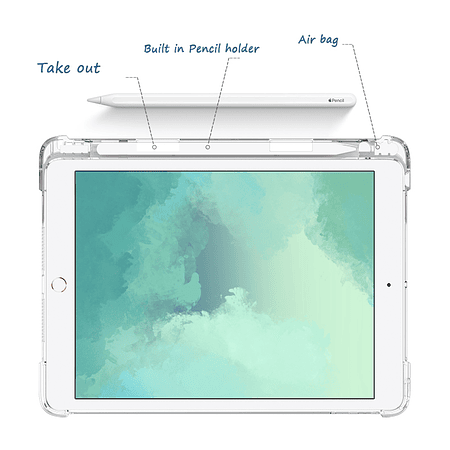 iPad 10,2" (7º / 8º / 9° generación) - Funda con Ranura Apple Pencil | Green Clouds