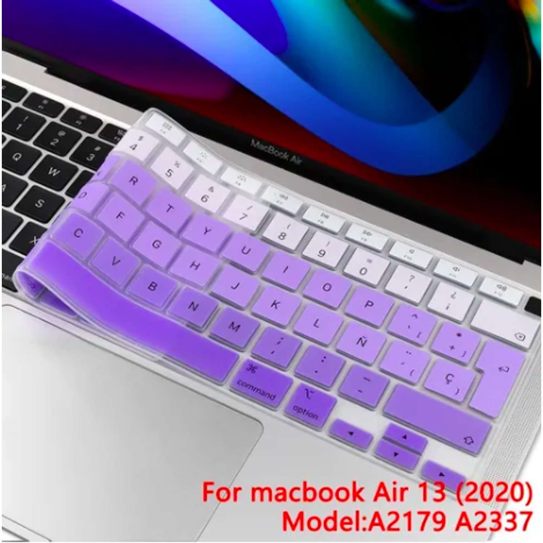 Protector para Teclado Para Macbook New Air 13 Model: A2179 - A2337 M1 Año 2020 (Morado)