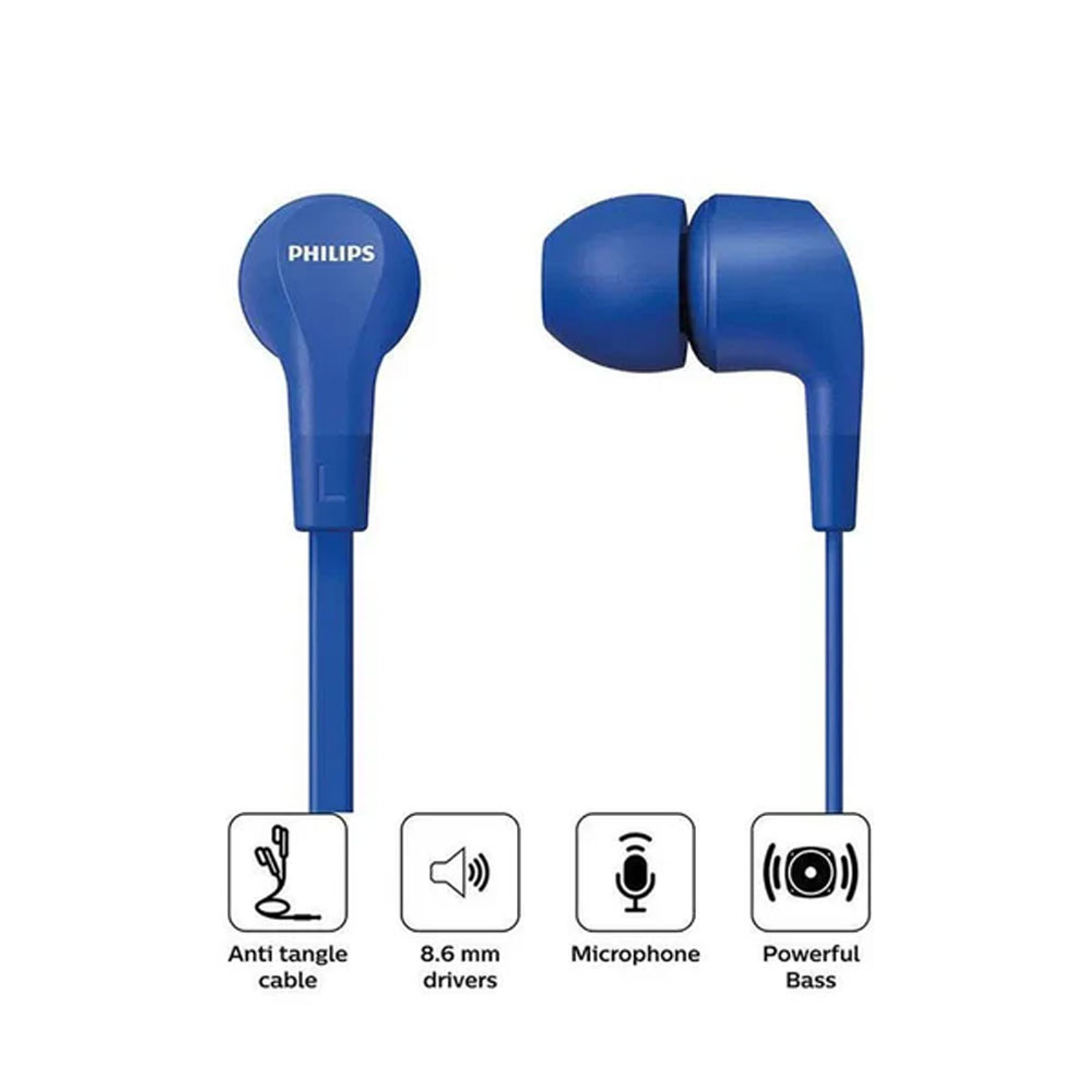 Audifonos Philips TAE1105BL In Ear Jack 3.5mm Azul 2