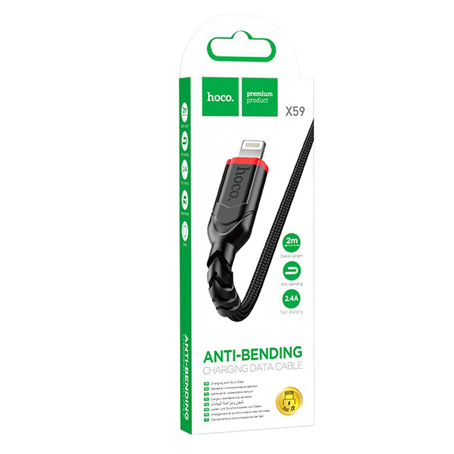 Cable Hoco X59 Victory USB a Lightning 2M Negro 2