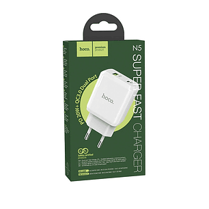 Cargador Hoco N5 Favor dual port PD20W QC3.0 Blanco