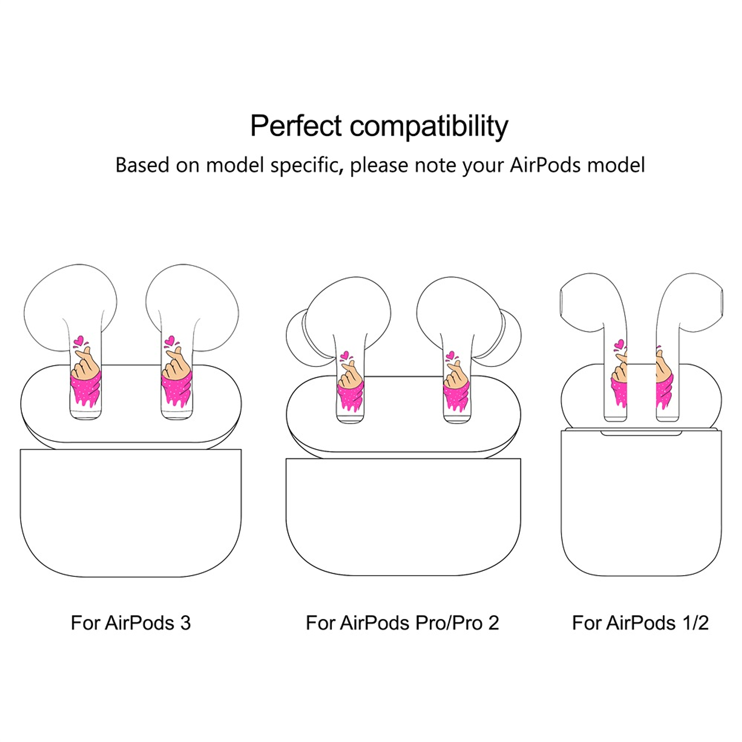 Sticker Autoadhesivo para Audifonos Airpods 1-2 Corazon Kpop 6