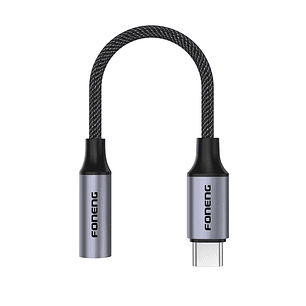 Adaptador Audio BM30 Female Foneng 3.5mm a Type-C gris 14cm