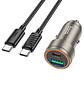 Cargador Auto Hoco Z57A Glorious PD30W+QC3.0 Cable C a C, Gris - Miniatura 1