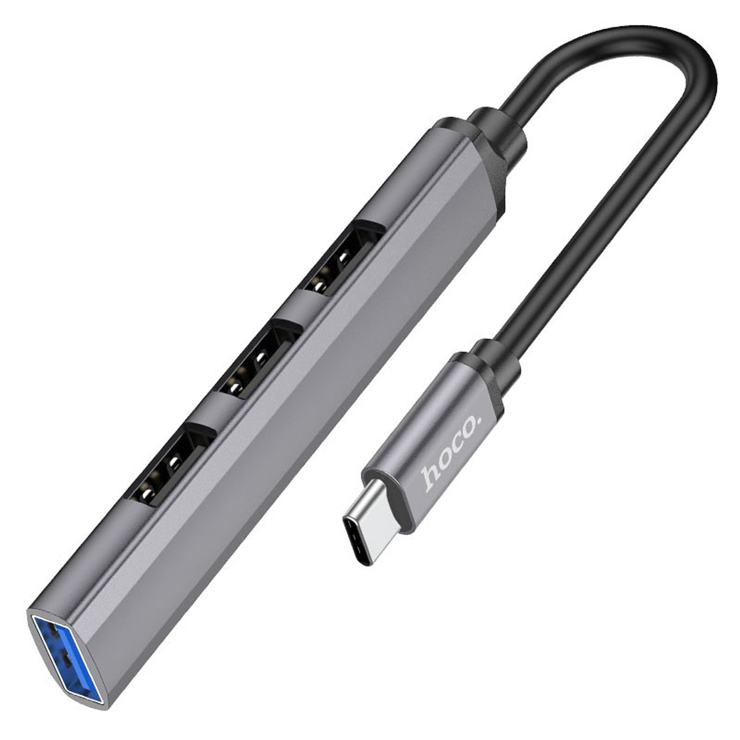 Hub Hoco HB26 4 en 1 Tipo C a USB3.0+USB2.0*3 Gris 1