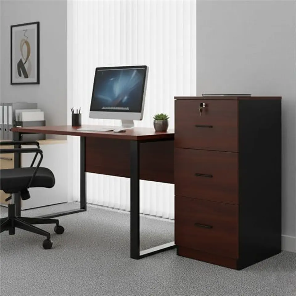 Mueble Archivador Kardex Oficina 3 Cajones Melamina Cerezo 1