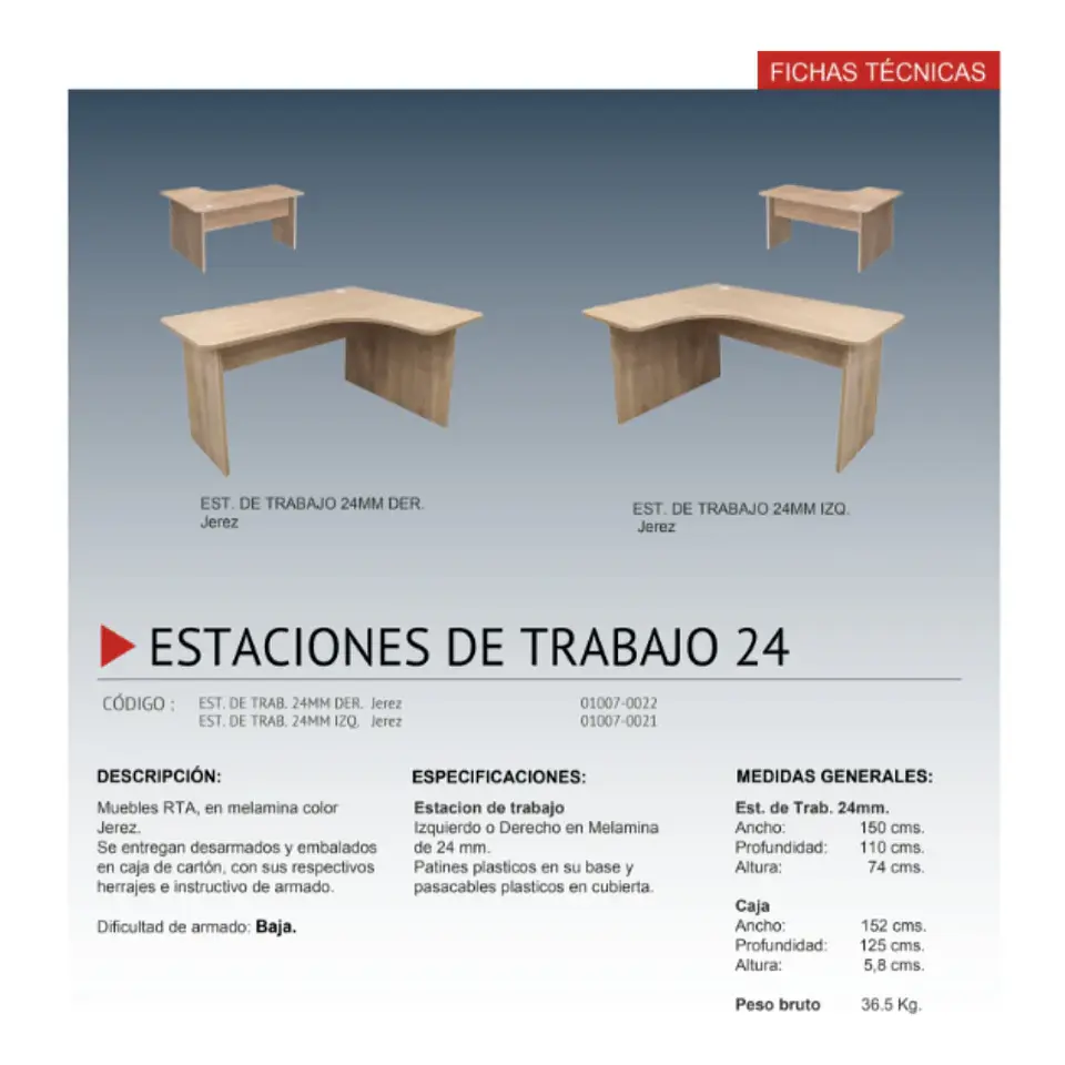 Escritorio estación de trabajo 24mm Der Jerez 2