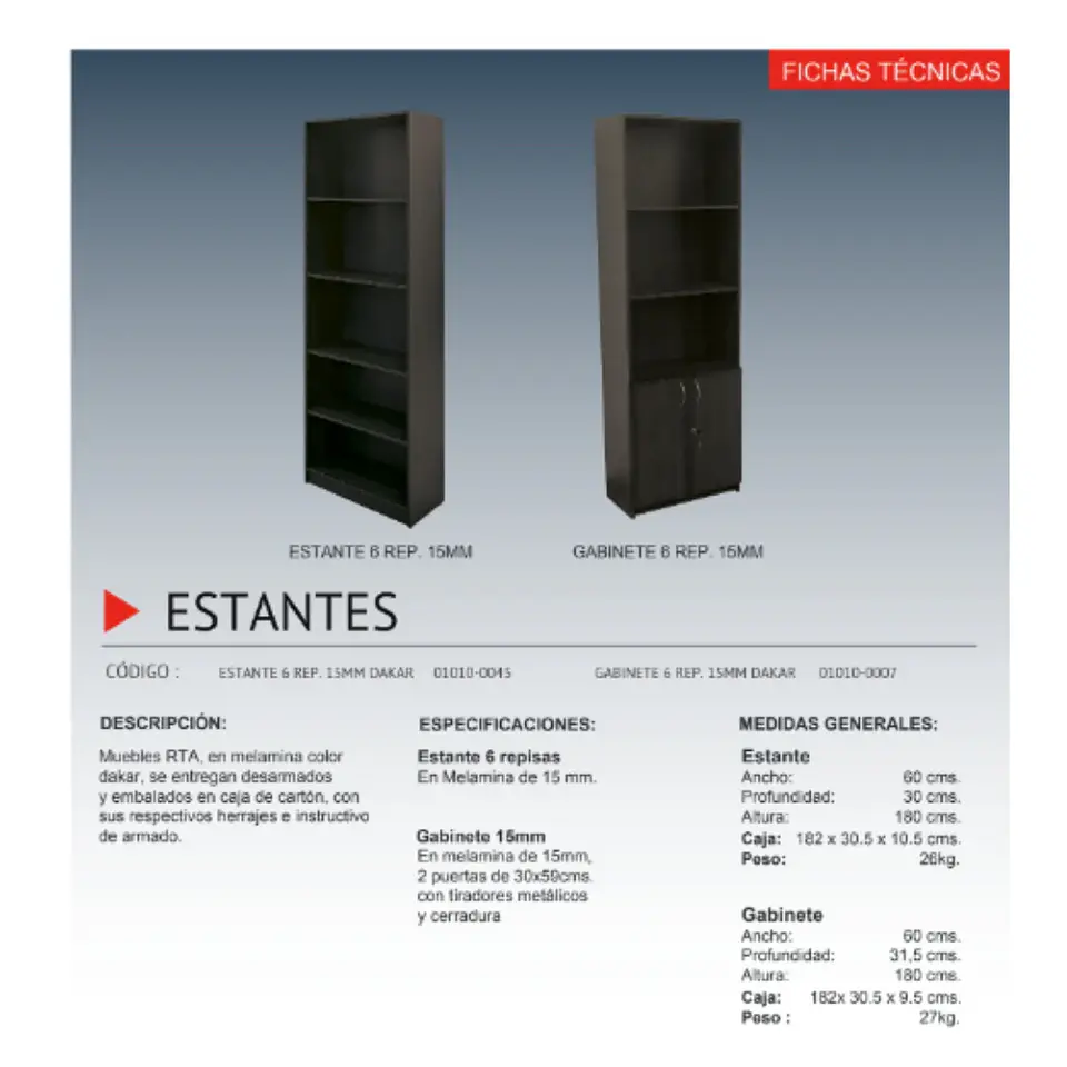 Gabinete 6 Repisas 15MM Dakar 4