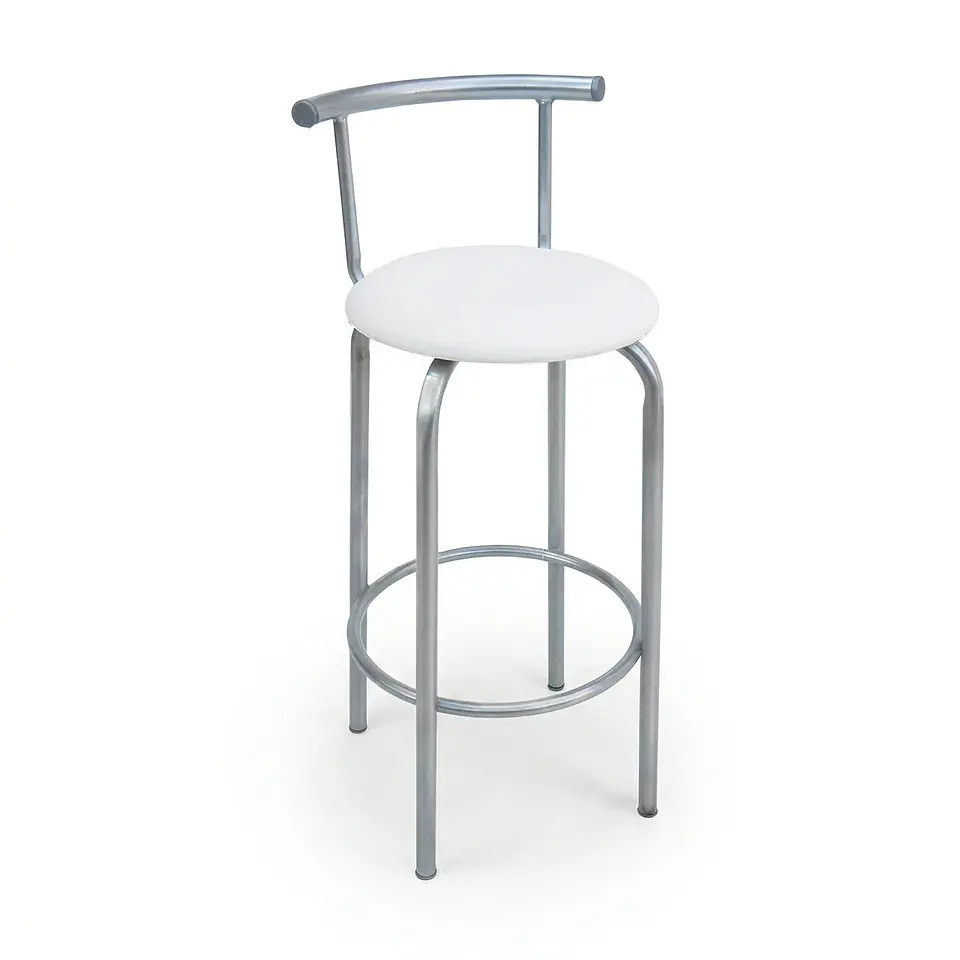 Taburete Bar Plata Blanco 1