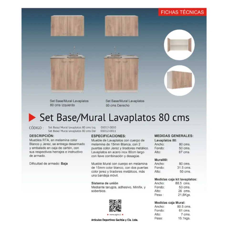 Set Base/Mural Lavaplatos 80cm Izquierdo 3