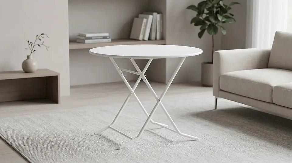 Mesa Plegable Redonda 1Mt Blanca 2