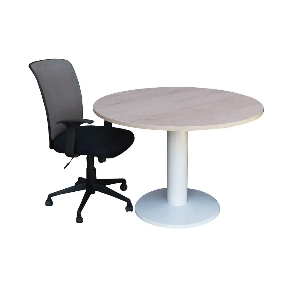 Mesa Reunión Redonda 110cm Blanco/Jerez 3