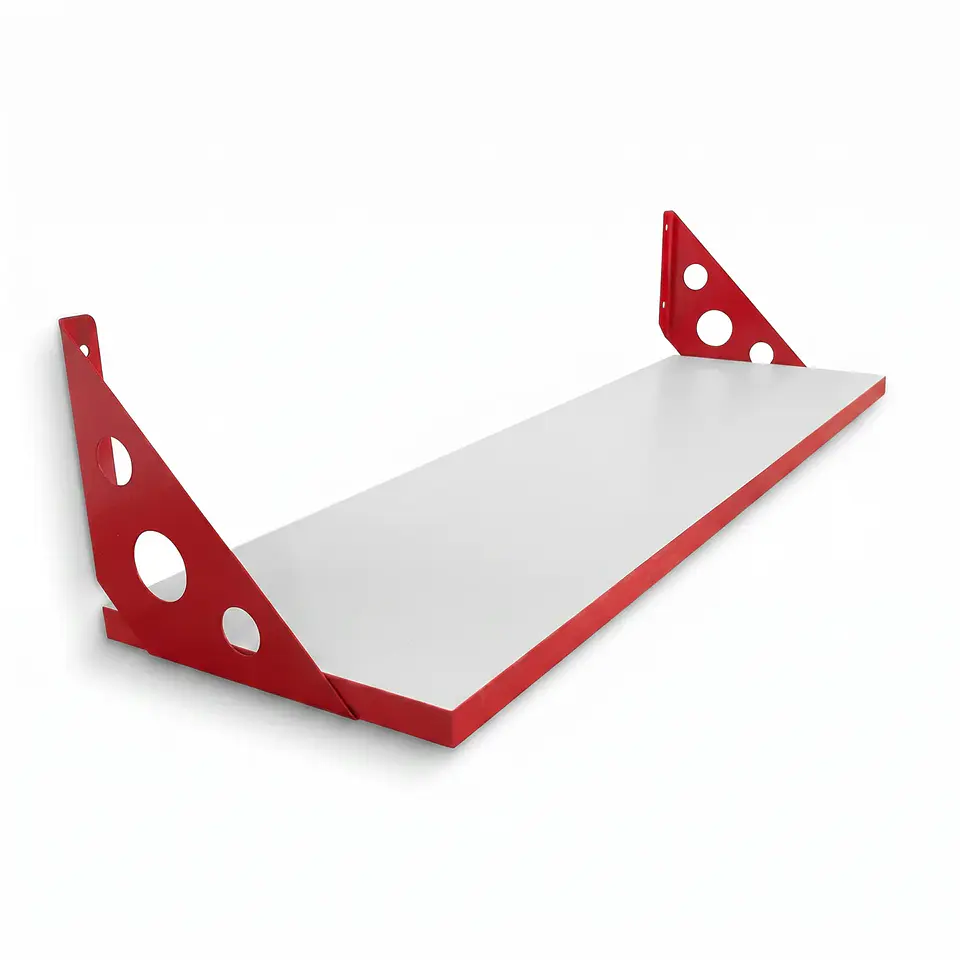 Repisa Blanca 18x60 con Soporte Rojo 1