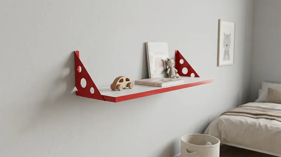 Repisa Blanca 18x60 con Soporte Rojo 2