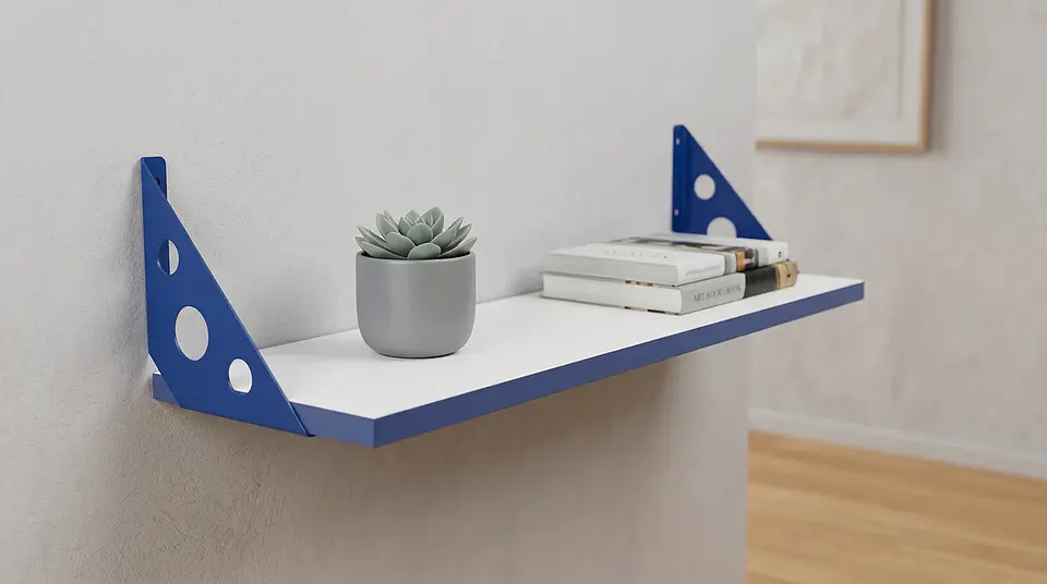 Repisa Blanca 18x60 con Soporte Azul 2