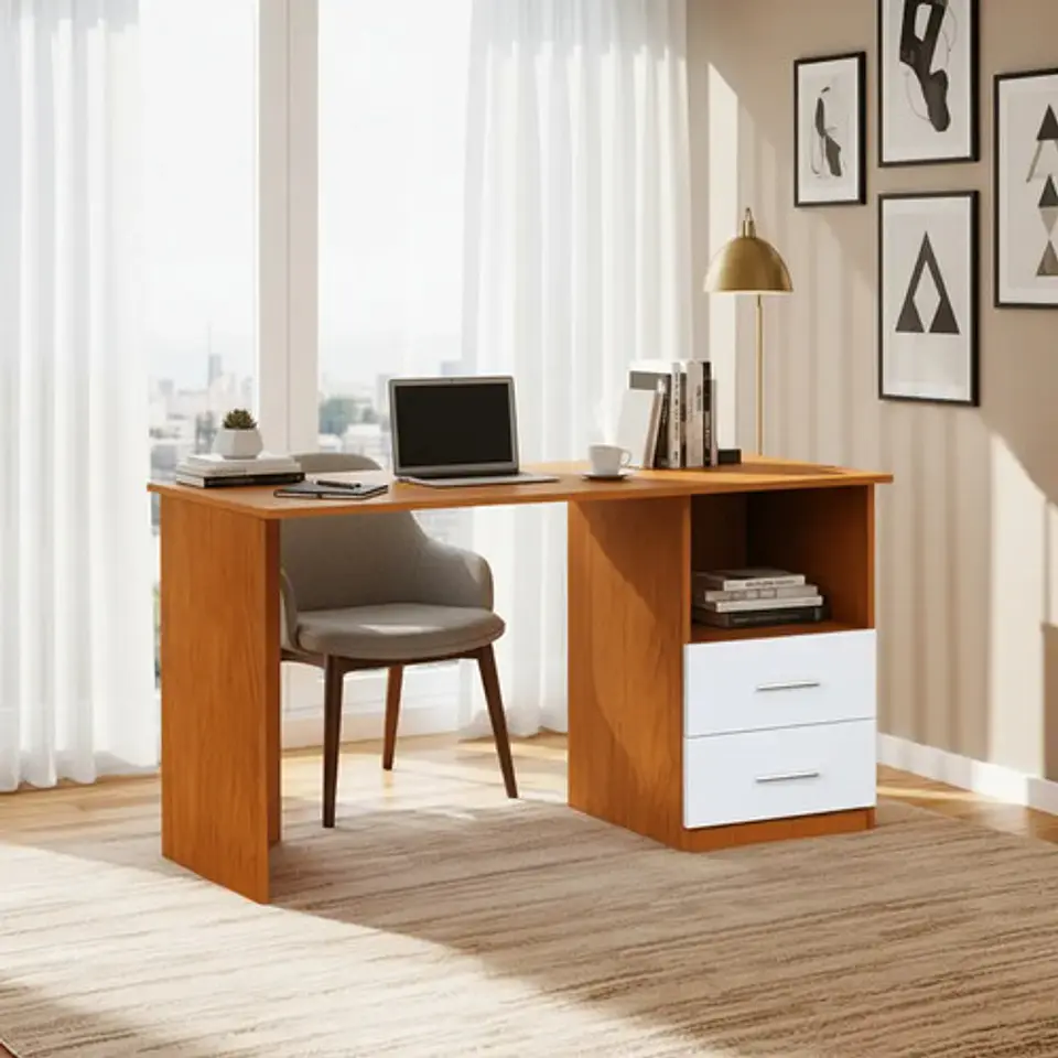Escritorio De Oficina Con 3 Cajones 120X60X75Cm - Peral 1