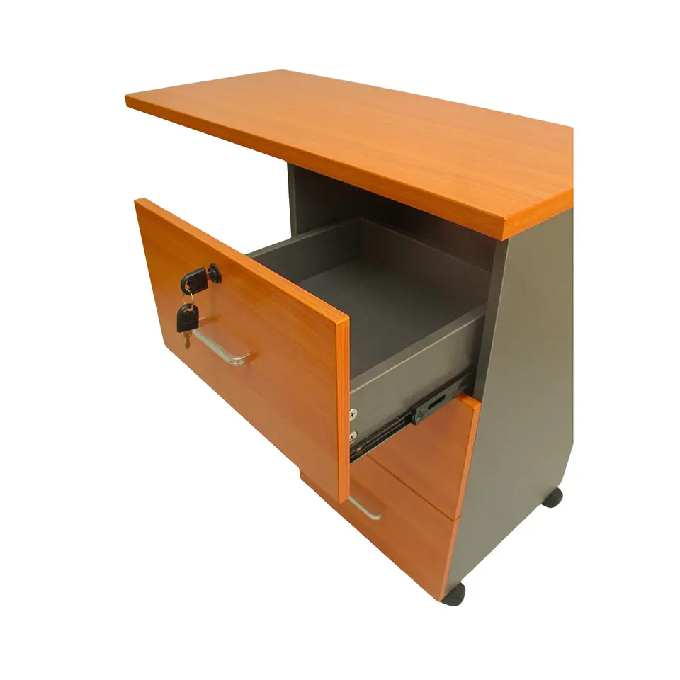 Extensión Movil, 3 Cajones, Primer Cajón Con Llave, 90X40X75, Color Peral (Sirve Para Extender Escritorios O Formar Escr 3