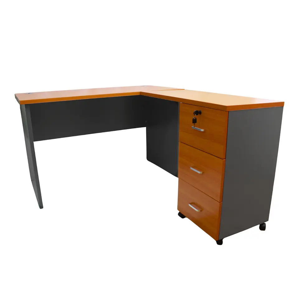 Escritorio En L Modular, 150X120X75, Con 3 Cajones, Primer Cajón Con Llave, Color Peral        Incluye: Escritorio Sin C 1