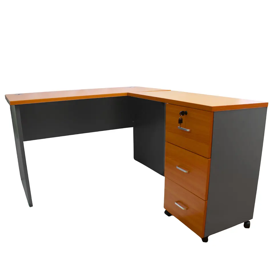 Escritorio En L Modular, 150X150X75, Con 3 Cajones, Primer Cajón Con Llave, Color Peral         Incluye: Escritorio Sin 1
