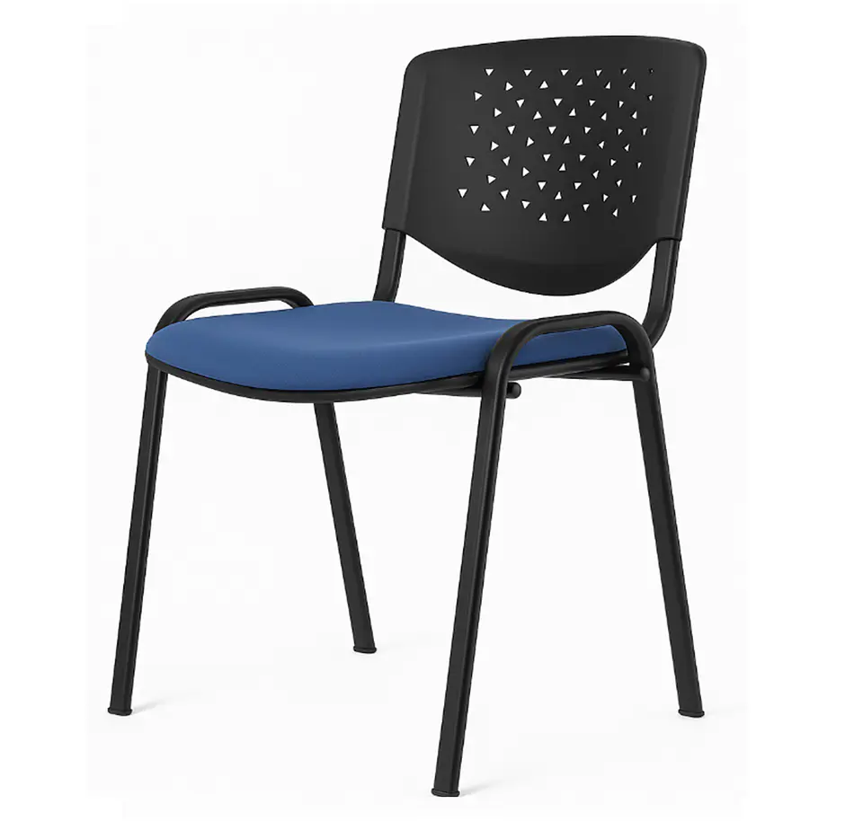 Silla Prisma Negra Tapizada Azul 1