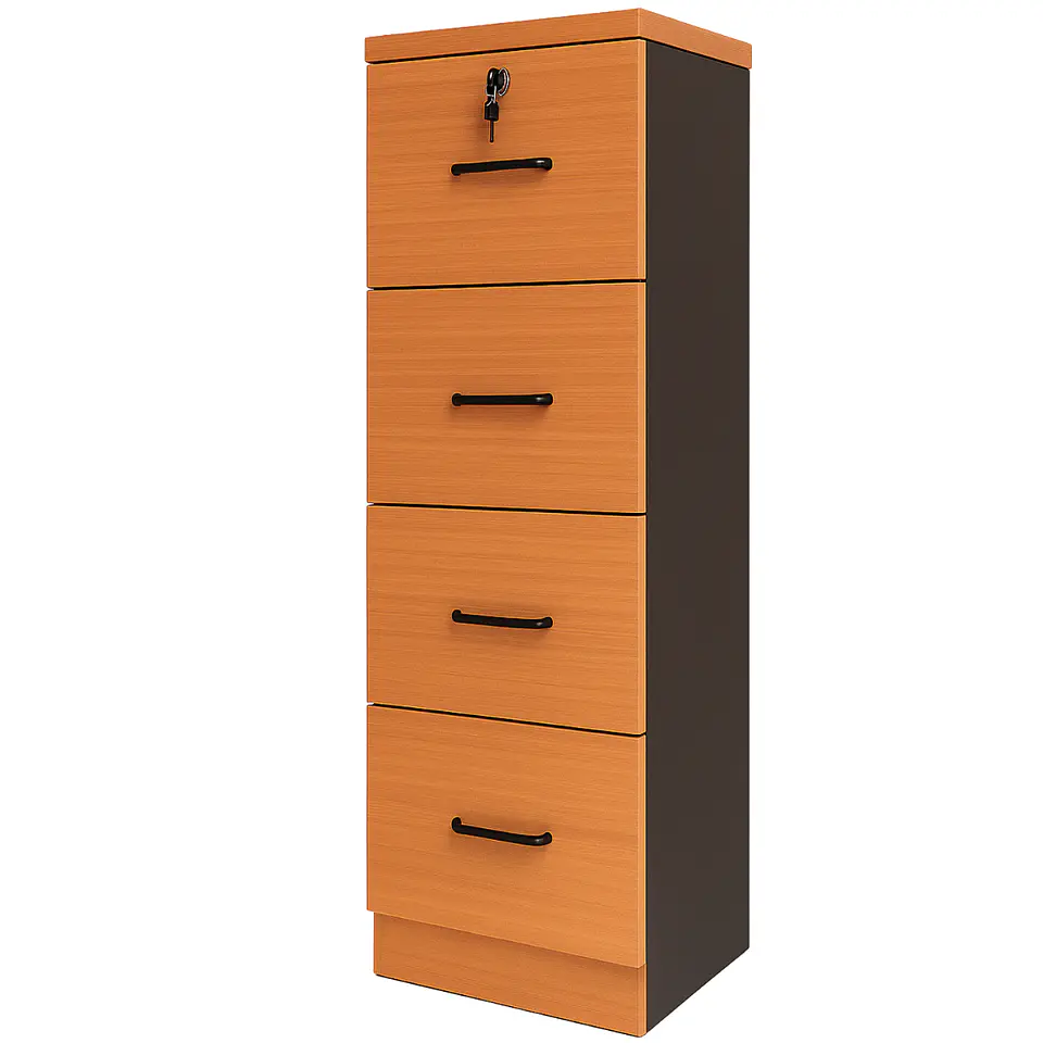 Kardex, 4 Cajones, Primer Cajón Con Llave, 135X48X45, Color Peral 1