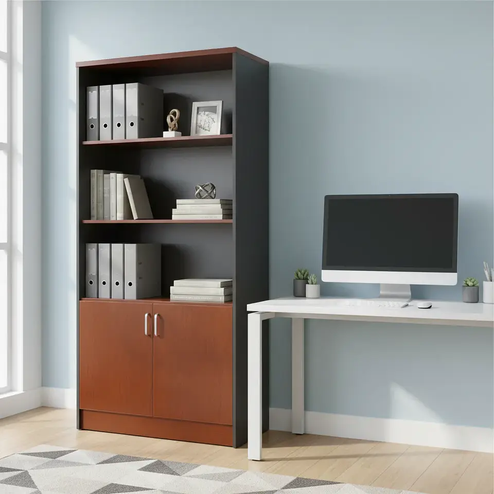 Gabinete O Archivador, 5 Niveles, Con Llave, 180X80X40, Color Cerezo 1
