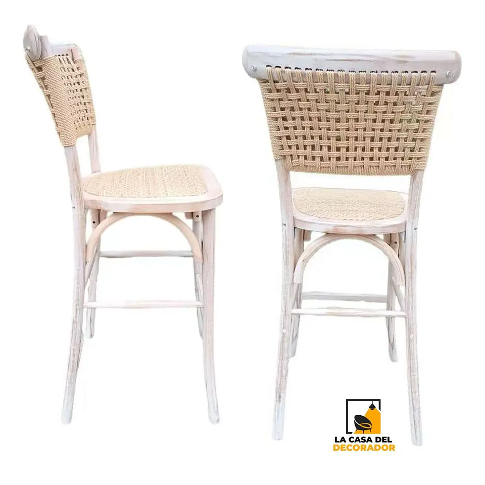 Taburete de Bar Crossback Yute y Ratán Natural 1
