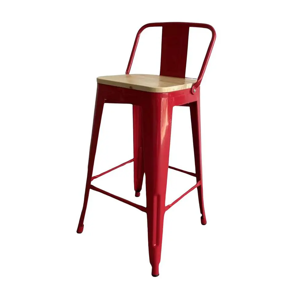 Taburete Tolix Asiento Madera 1