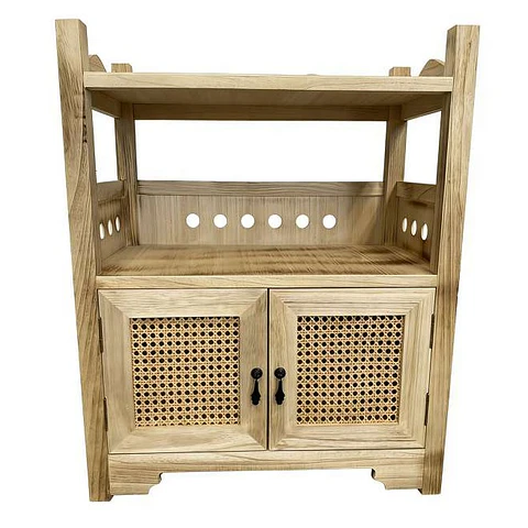 MUEBLE DE MADERA HAYA CON RATAN NATURAL