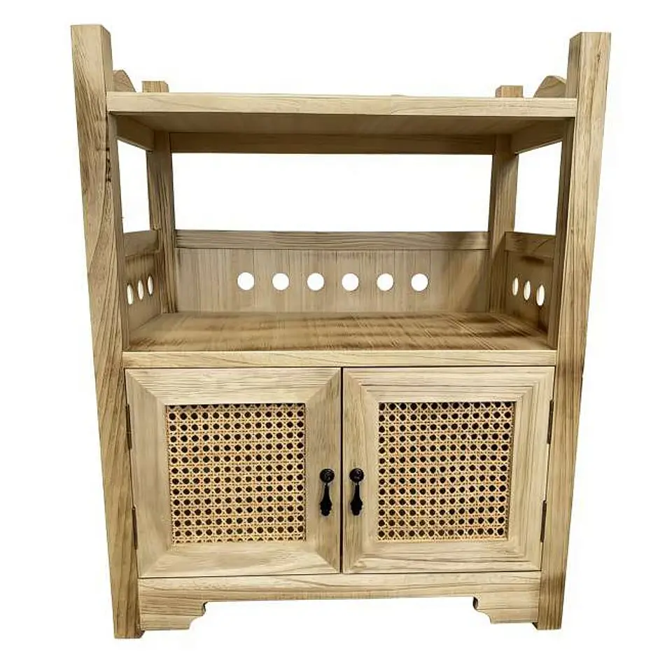 MUEBLE DE MADERA HAYA CON RATAN NATURAL 1
