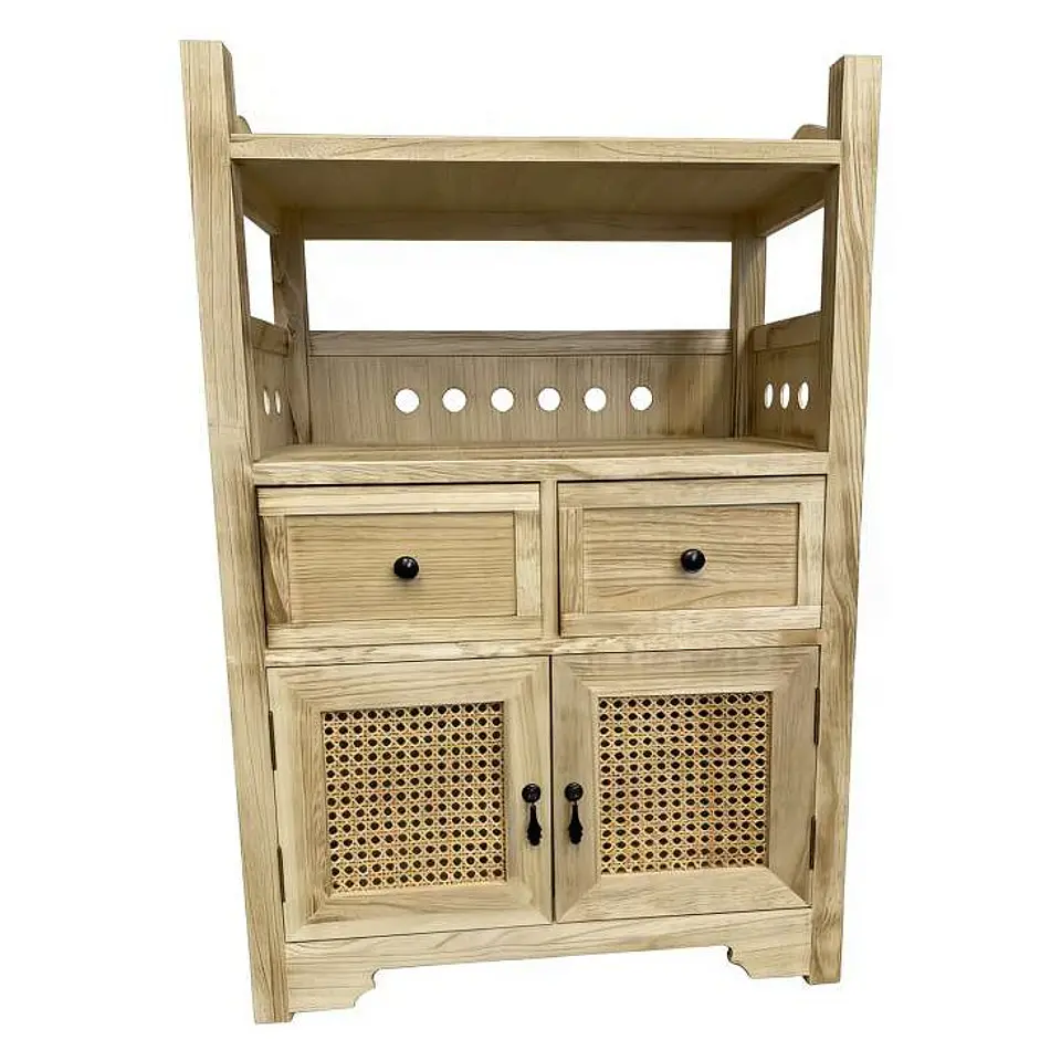 MUEBLE DE MADERA HAYA CON RATAN NATURAL 1