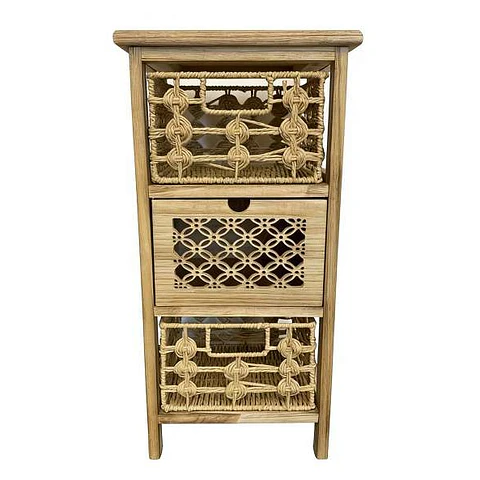 MUEBLE DE MADERA HAYA CON RATAN NATURAL