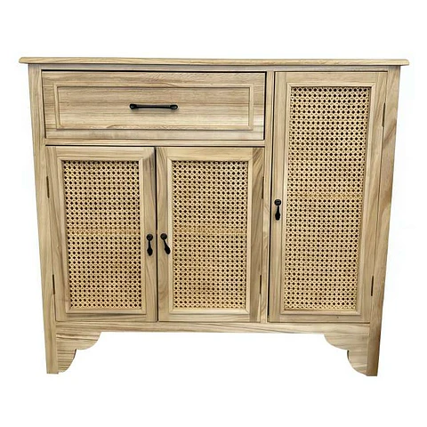 MUEBLE DE MADERA HAYA CON RATAN NATURAL