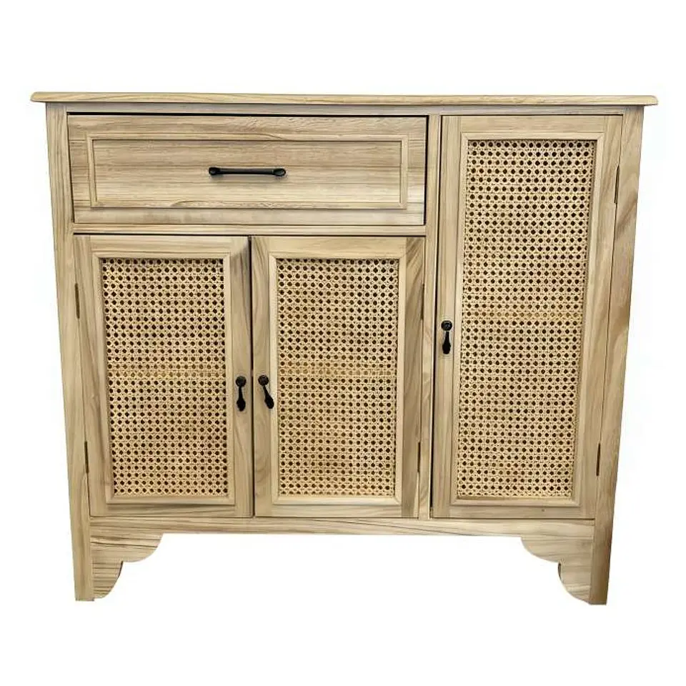 MUEBLE DE MADERA HAYA CON RATAN NATURAL 1