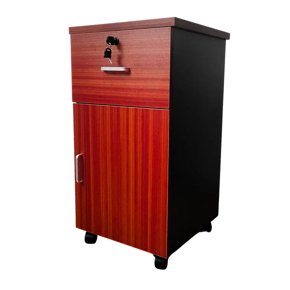 Cajonera Con Puerta Abatible, Primer Cajón Con Llave, 75X40X40, Color Cerezo Antiguo 1
