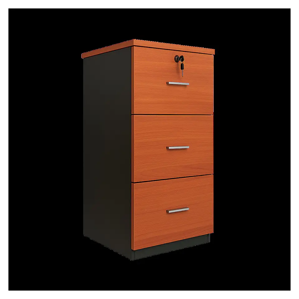 Kardex, 3 Cajones, Primer Cajón Con Llave, 108X48X45, Color Cerezo 1