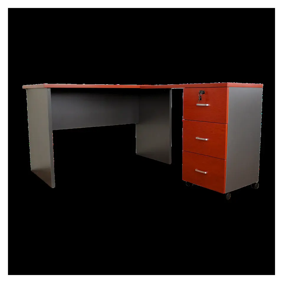 Escritorio En L Modular, 120X150X75, Con 3 Cajones, Primer Cajón Con Llave, Color Cerezo        Incluye: Escritorio Sin 1