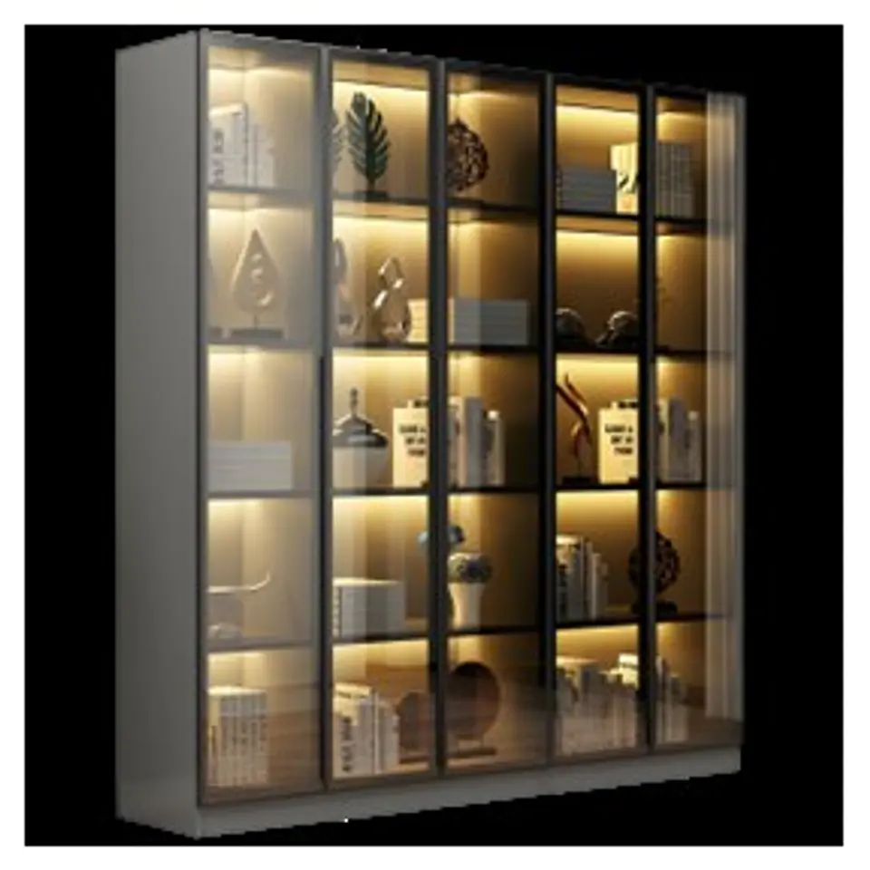 Vitrina Moderna Con Puertas De Vidrio 200x40x200cm 1
