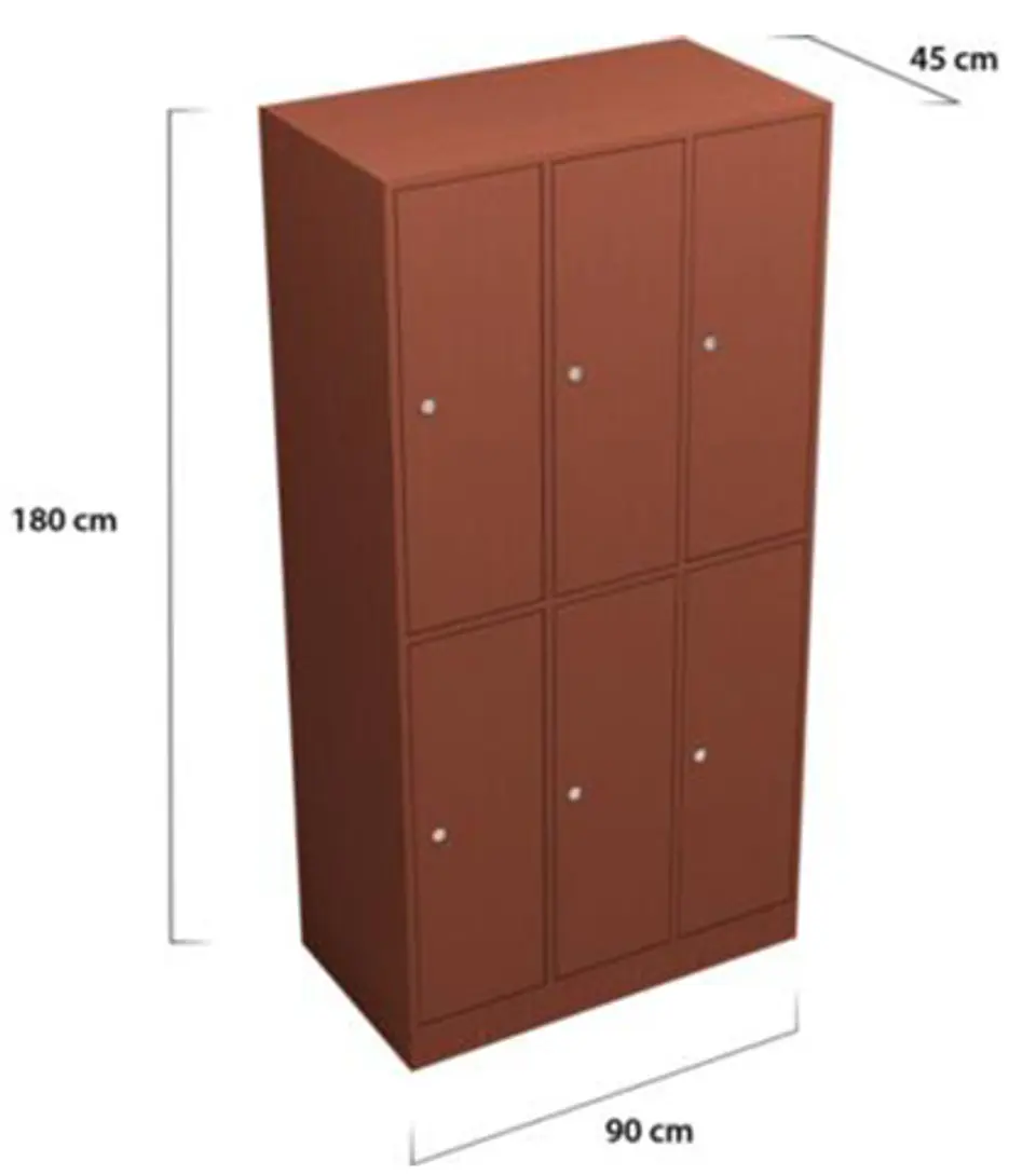 Locker de Madera 6 Casilleros 90x40x192 cm 1