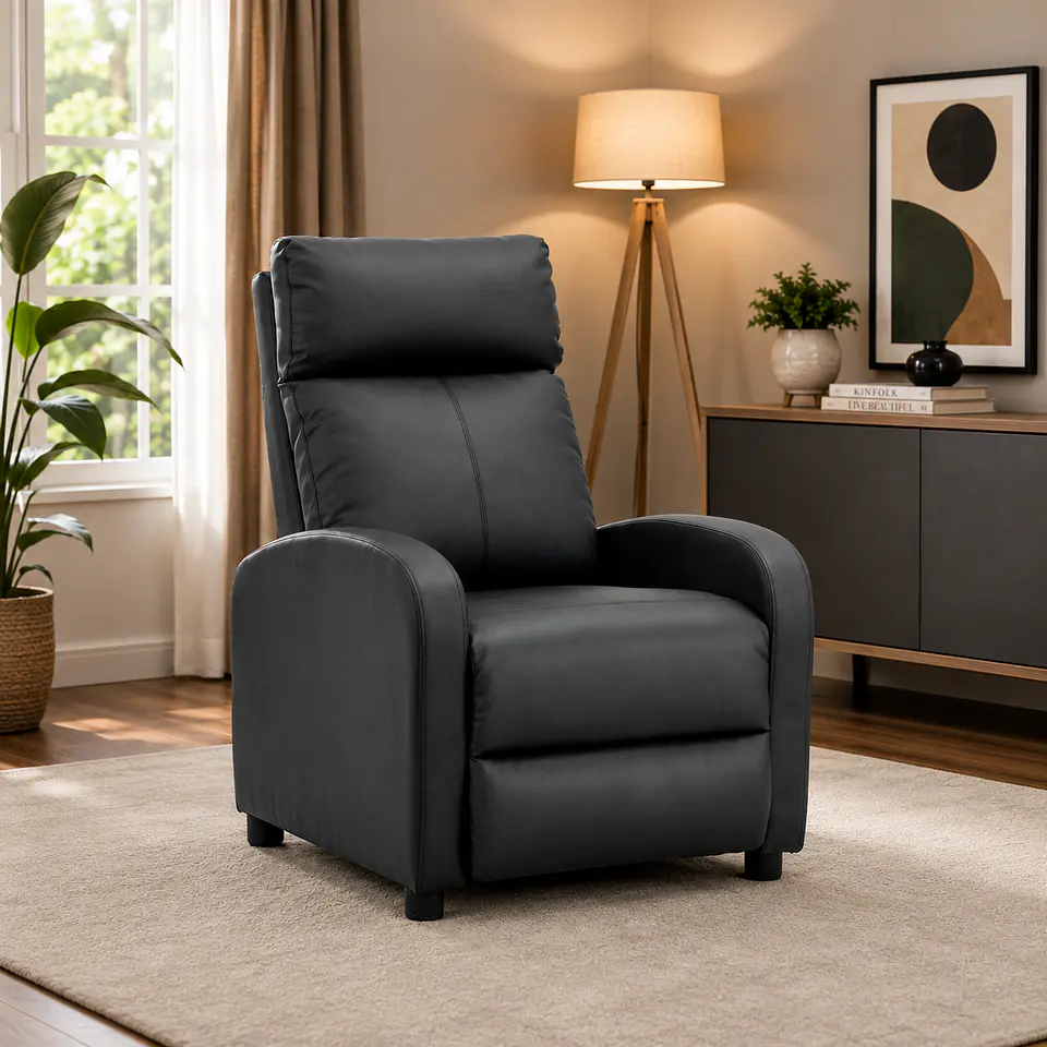 Bergere Reclinable Push Back 1 Cuerpo Negro NUBO Sing 1