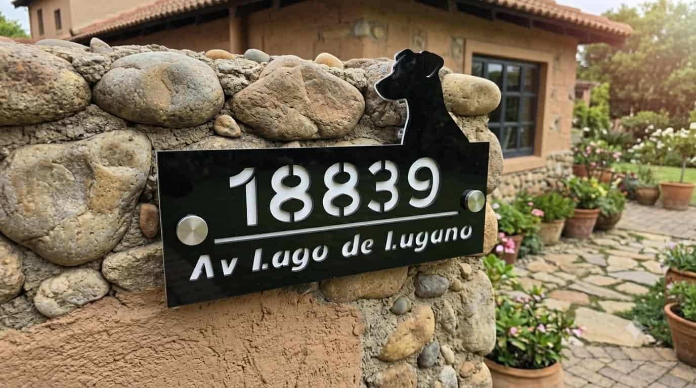 Placa Números para casa 35x22cm Hasta 5 Números Perro