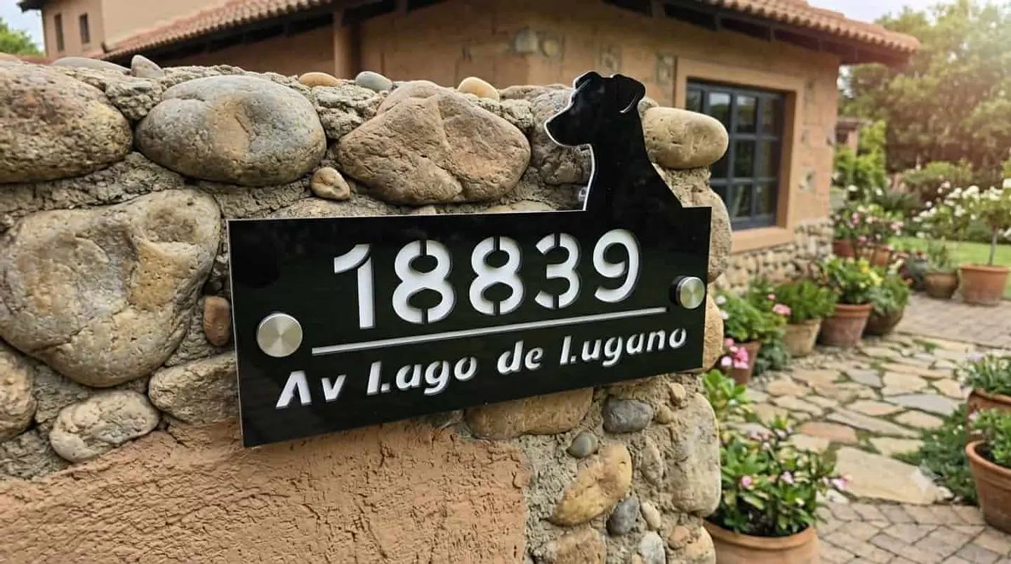 Placa Números para casa 35x22cm Hasta 5 Números Perro 1