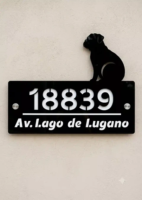 Placa Números para casa 35x22cm Hasta 5 Números Perro 02