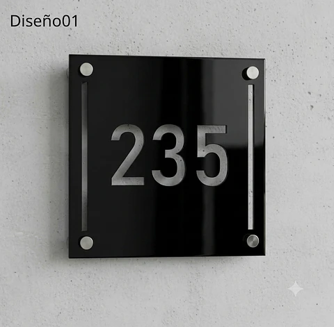 Placa Número Casa Acrílico Personalizada Premium | Diseño Moderno Chile - Modelo Small.