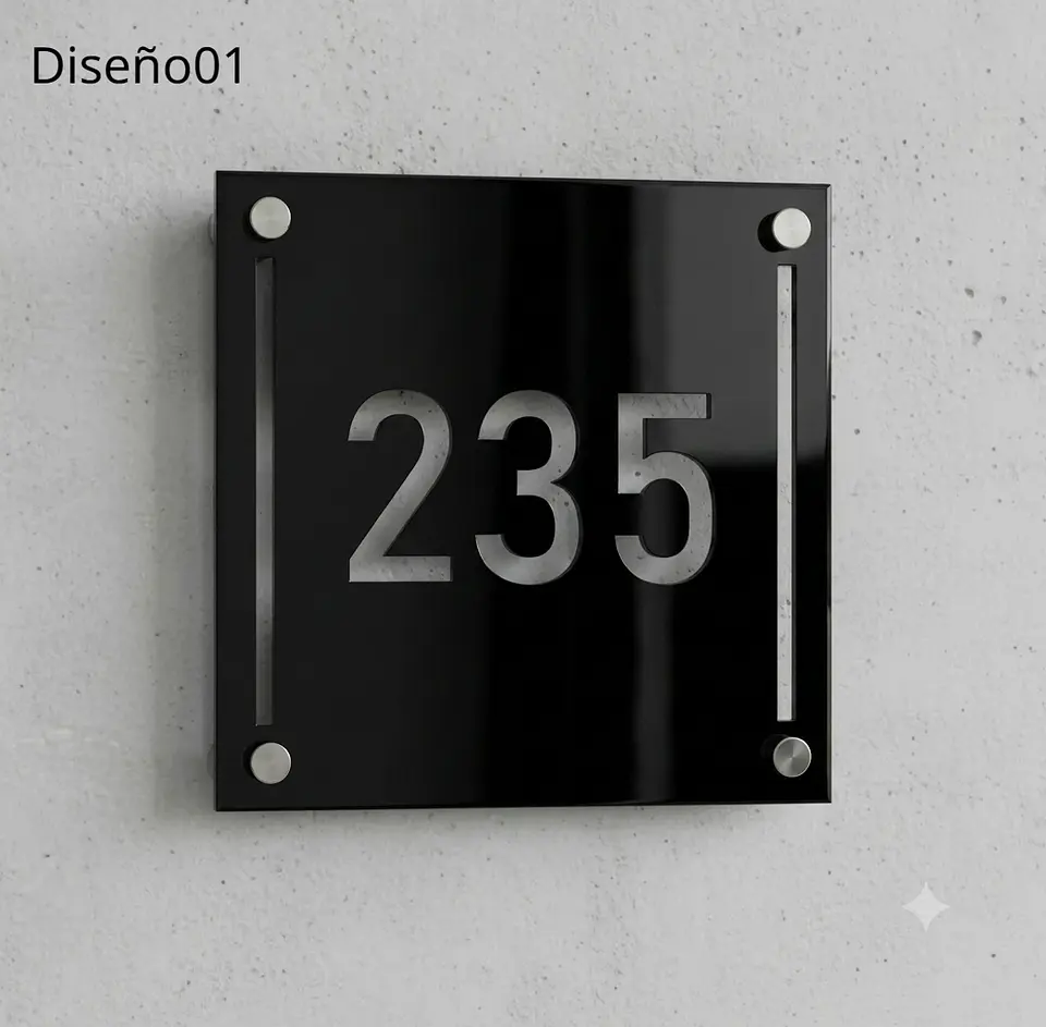 Placa Número Casa Acrílico Personalizada Premium | Diseño Moderno Chile - Modelo Small. 1