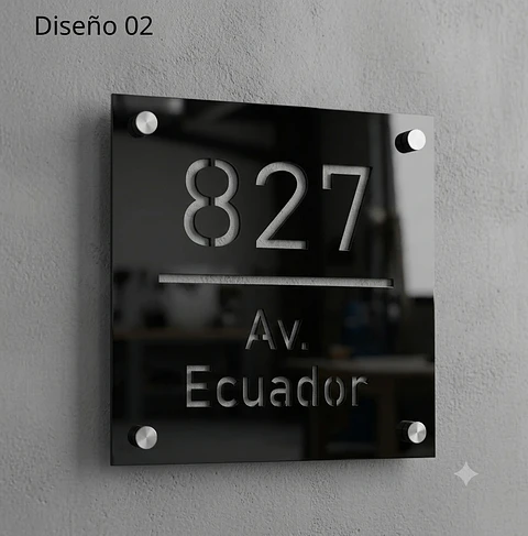 Placa Número Casa Acrílico Personalizada Premium | Diseño Moderno Chile - Modelo Small.