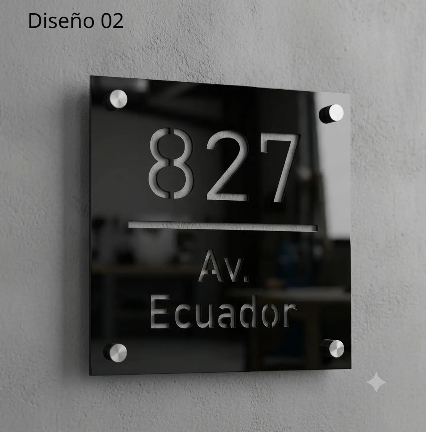 Placa Número Casa Acrílico Personalizada Premium | Diseño Moderno Chile - Modelo Small. 2