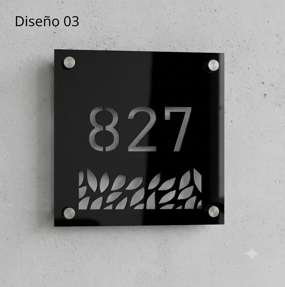 Placa Número Casa Acrílico Personalizada Premium | Diseño Moderno Chile - Modelo Small. 3