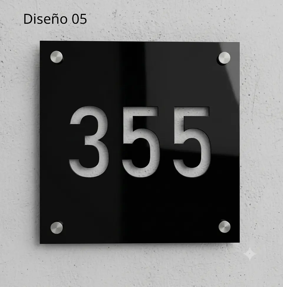 Placa Número Casa Acrílico Personalizada Premium | Diseño Moderno Chile - Modelo Small. 4