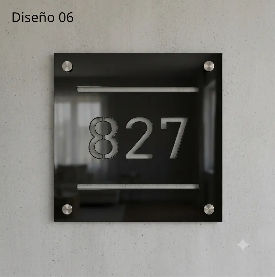 Placa Número Casa Acrílico Personalizada Premium | Diseño Moderno Chile - Modelo Small. 5